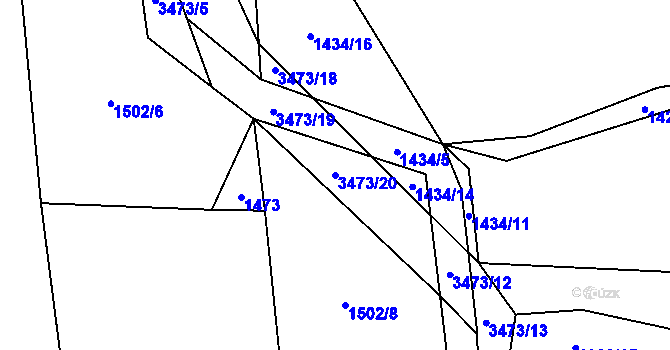 Parcela st. 3473/20 v KÚ Bystřec, Katastrální mapa