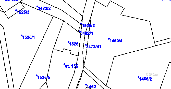 Parcela st. 3473/41 v KÚ Bystřec, Katastrální mapa