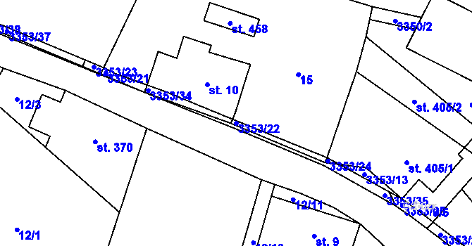 Parcela st. 3353/22 v KÚ Bystřec, Katastrální mapa