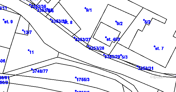 Parcela st. 3353/28 v KÚ Bystřec, Katastrální mapa