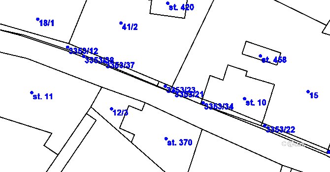 Parcela st. 3353/23 v KÚ Bystřec, Katastrální mapa