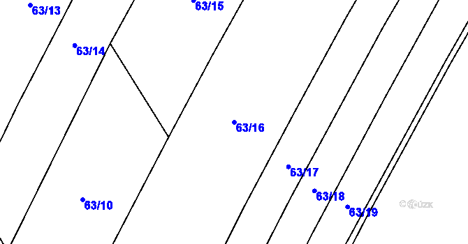 Parcela st. 63/16 v KÚ Bystřec, Katastrální mapa