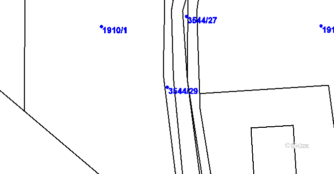Parcela st. 3544/29 v KÚ Bystřec, Katastrální mapa