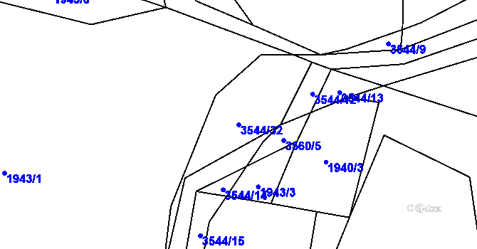 Parcela st. 3544/32 v KÚ Bystřec, Katastrální mapa