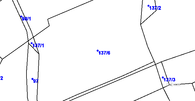 Parcela st. 137/6 v KÚ Bystřec, Katastrální mapa
