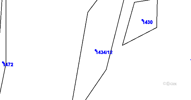 Parcela st. 1434/12 v KÚ Bystřec, Katastrální mapa
