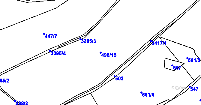 Parcela st. 498/15 v KÚ Bystřec, Katastrální mapa
