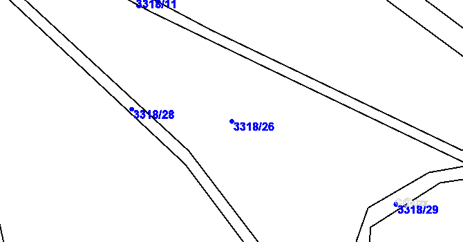 Parcela st. 3318/26 v KÚ Bystřec, Katastrální mapa