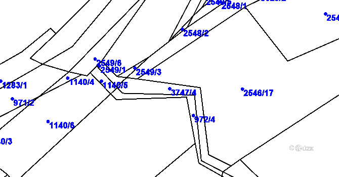 Parcela st. 3747/4 v KÚ Bystřec, Katastrální mapa