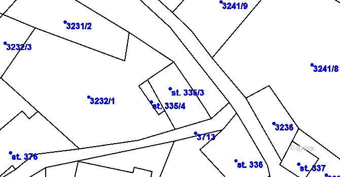Parcela st. 335/3 v KÚ Bystřec, Katastrální mapa
