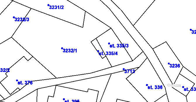 Parcela st. 335/4 v KÚ Bystřec, Katastrální mapa