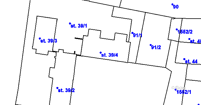 Parcela st. 39/4 v KÚ Bystřice u Benešova, Katastrální mapa