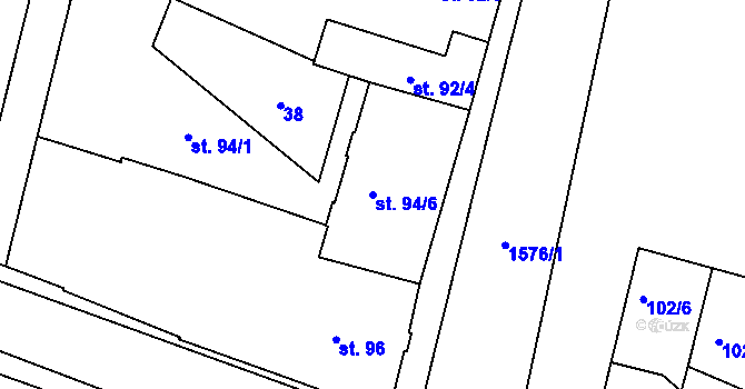 Parcela st. 94/6 v KÚ Bystřice u Benešova, Katastrální mapa