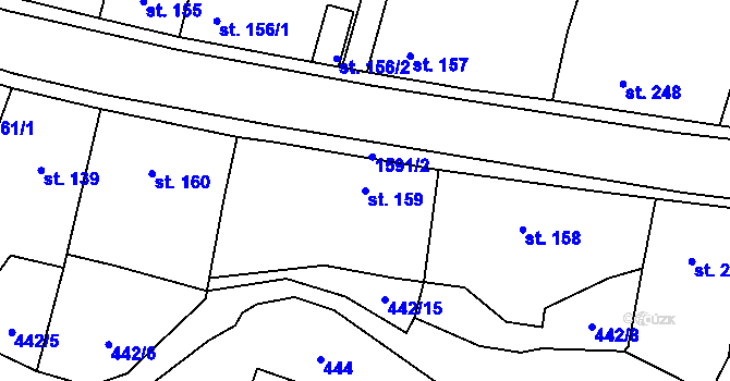 Parcela st. 159 v KÚ Bystřice u Benešova, Katastrální mapa