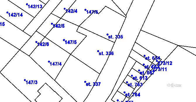 Parcela st. 336 v KÚ Bystřice u Benešova, Katastrální mapa