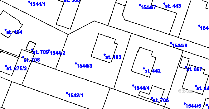 Parcela st. 463 v KÚ Bystřice u Benešova, Katastrální mapa