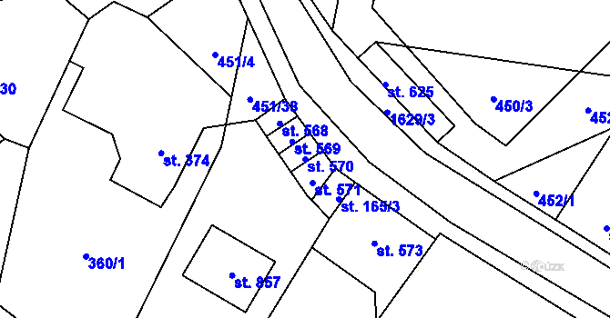 Parcela st. 570 v KÚ Bystřice u Benešova, Katastrální mapa