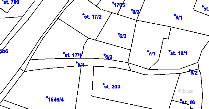 Parcela st. 6/2 v KÚ Bystřice u Benešova, Katastrální mapa