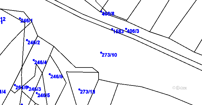 Parcela st. 273/10 v KÚ Bystřice u Benešova, Katastrální mapa