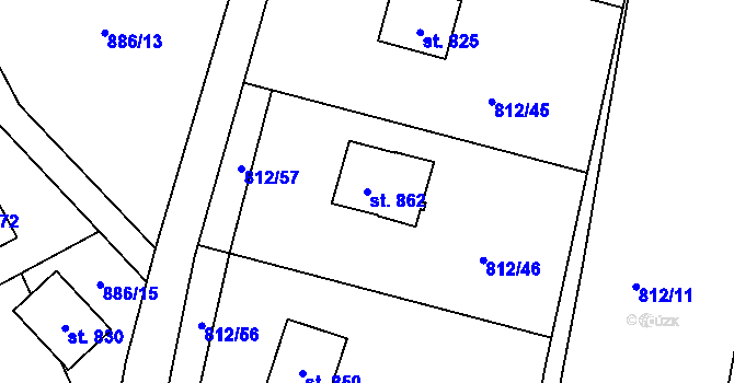 Parcela st. 862 v KÚ Bystřice u Benešova, Katastrální mapa