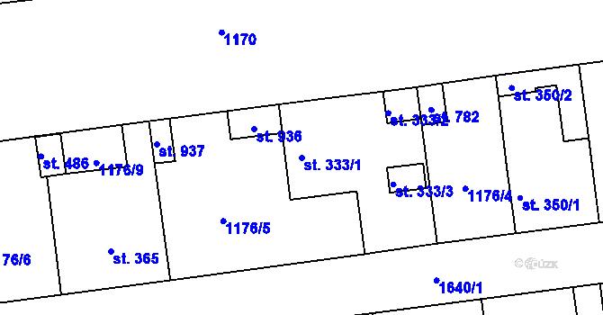 Parcela st. 333/1 v KÚ Bystřice u Benešova, Katastrální mapa