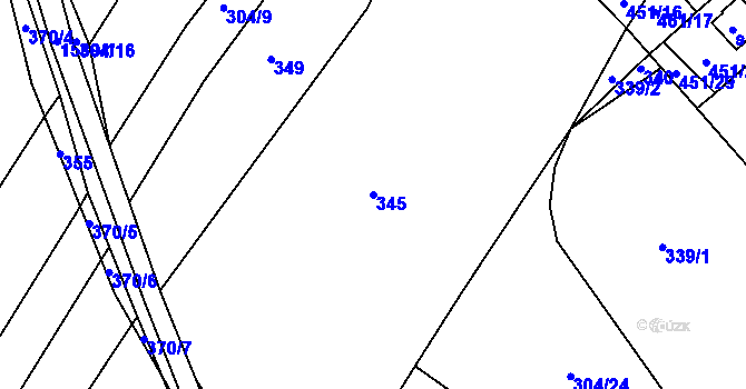 Parcela st. 345 v KÚ Bystřice u Benešova, Katastrální mapa