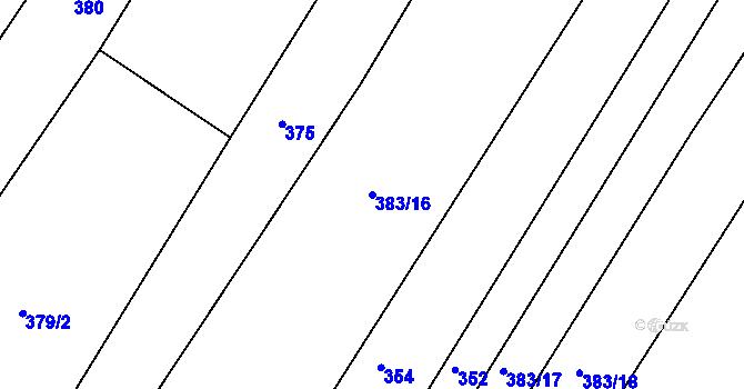Parcela st. 383/16 v KÚ Bystřice u Benešova, Katastrální mapa