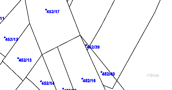 Parcela st. 452/39 v KÚ Bystřice u Benešova, Katastrální mapa
