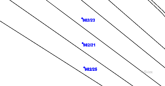 Parcela st. 982/21 v KÚ Bystřice u Benešova, Katastrální mapa