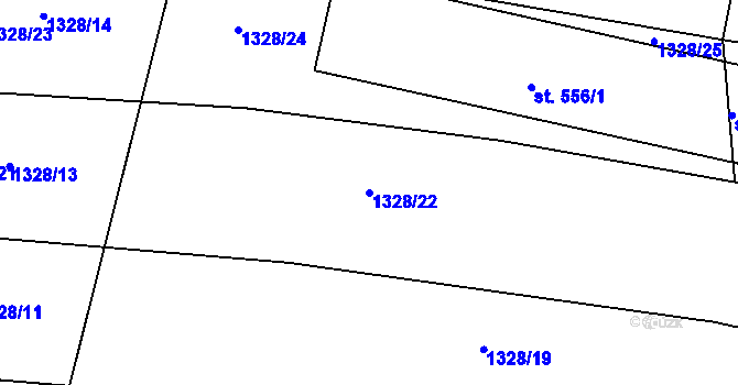 Parcela st. 1328/22 v KÚ Bystřice u Benešova, Katastrální mapa