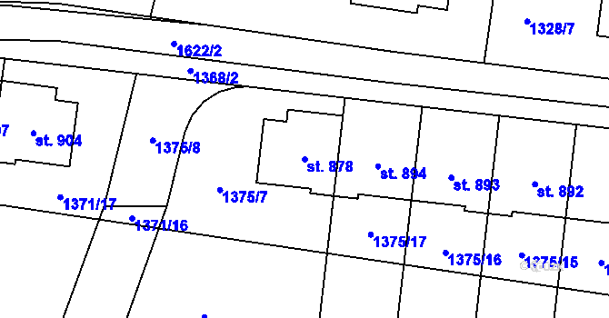 Parcela st. 878 v KÚ Bystřice u Benešova, Katastrální mapa