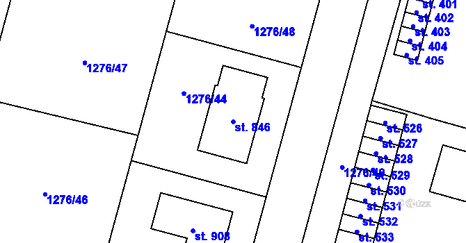 Parcela st. 846 v KÚ Bystřice u Benešova, Katastrální mapa