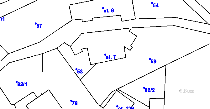 Parcela st. 7 v KÚ Jinošice, Katastrální mapa