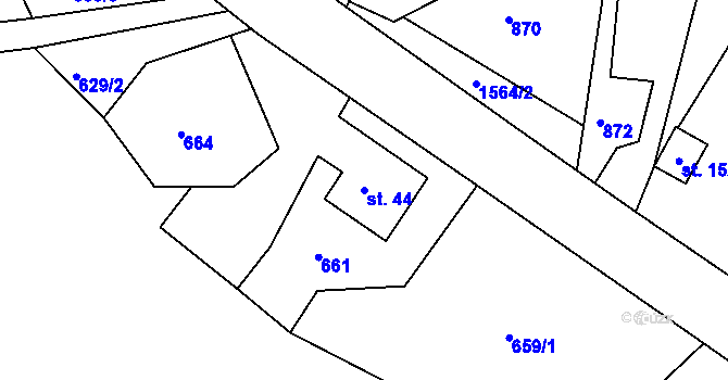 Parcela st. 44 v KÚ Jinošice, Katastrální mapa