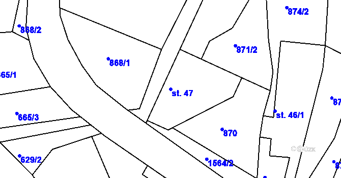 Parcela st. 47 v KÚ Jinošice, Katastrální mapa