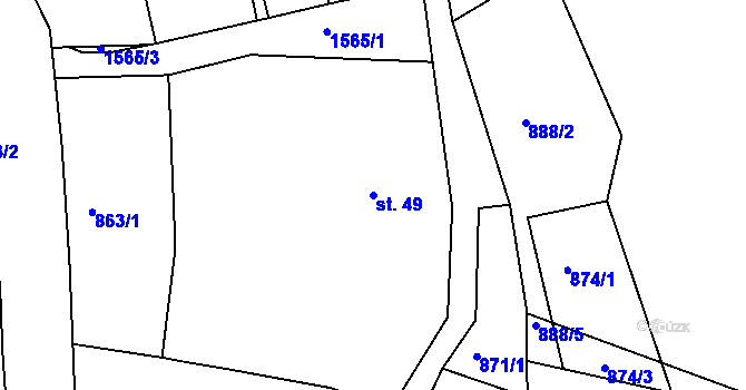 Parcela st. 49 v KÚ Jinošice, Katastrální mapa
