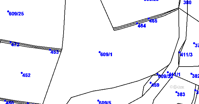 Parcela st. 609/1 v KÚ Jinošice, Katastrální mapa
