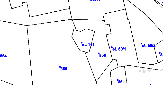Parcela st. 141 v KÚ Jinošice, Katastrální mapa
