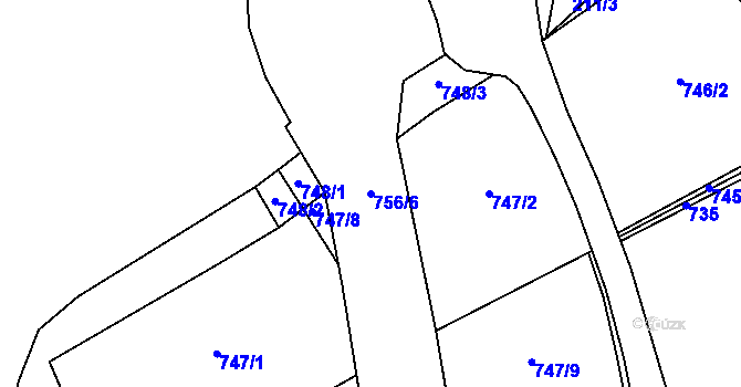 Parcela st. 756/6 v KÚ Jinošice, Katastrální mapa