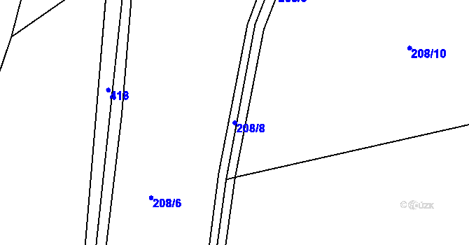 Parcela st. 208/8 v KÚ Jinošice, Katastrální mapa