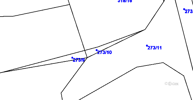 Parcela st. 273/10 v KÚ Jinošice, Katastrální mapa