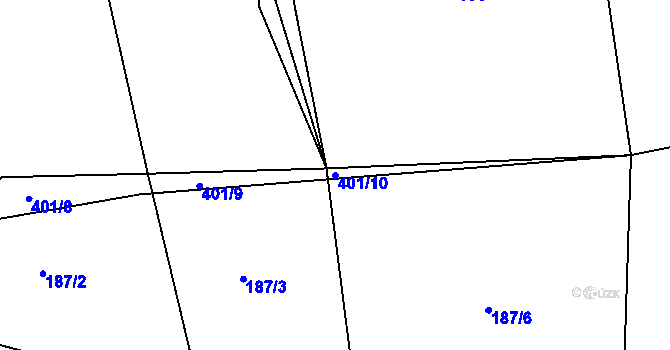 Parcela st. 401/10 v KÚ Jinošice, Katastrální mapa