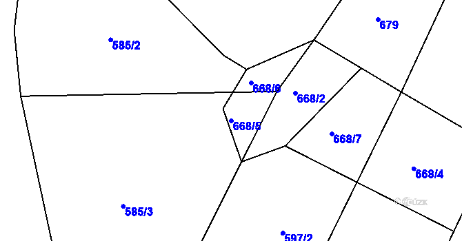 Parcela st. 668/5 v KÚ Jinošice, Katastrální mapa