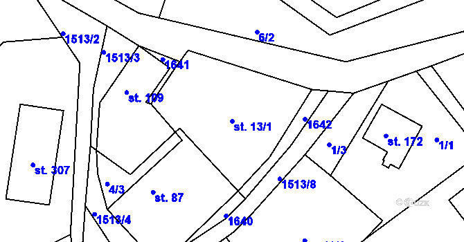 Parcela st. 13/1 v KÚ Jírovice, Katastrální mapa