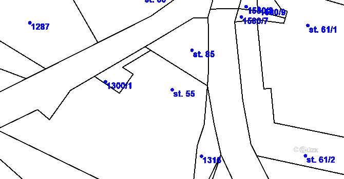 Parcela st. 55 v KÚ Jírovice, Katastrální mapa