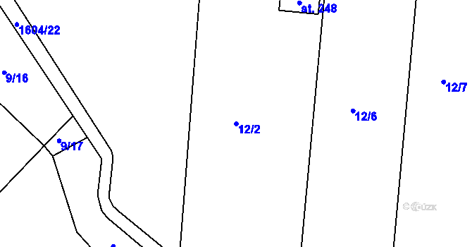 Parcela st. 12/2 v KÚ Jírovice, Katastrální mapa