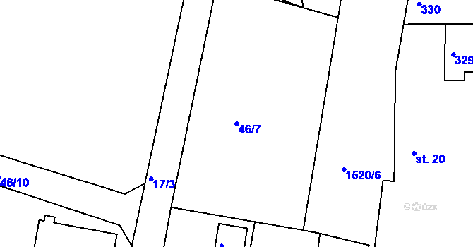 Parcela st. 46/7 v KÚ Jírovice, Katastrální mapa