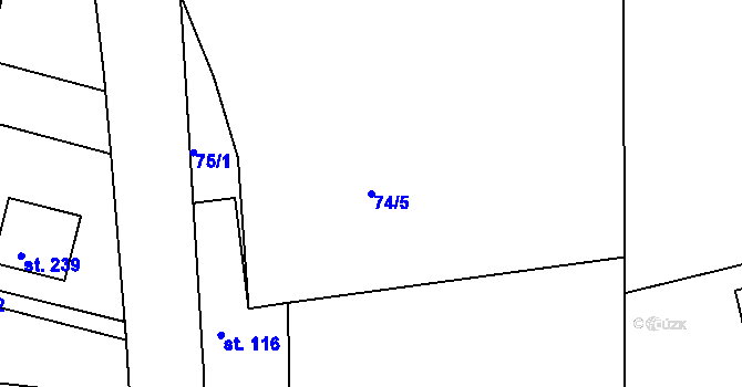 Parcela st. 74/5 v KÚ Jírovice, Katastrální mapa