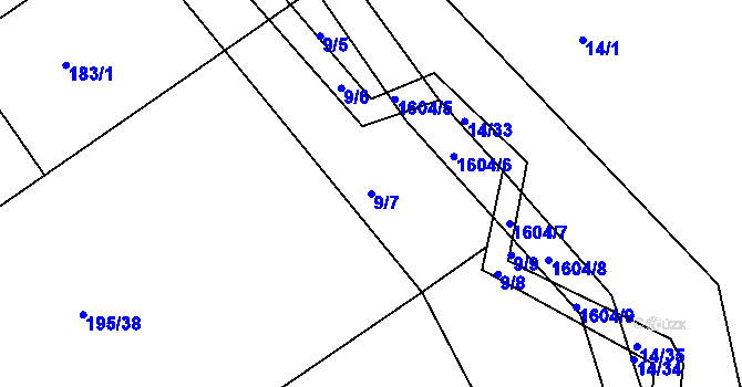Parcela st. 9/7 v KÚ Jírovice, Katastrální mapa