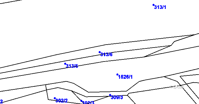 Parcela st. 313/6 v KÚ Jírovice, Katastrální mapa